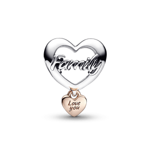 Charm Corazón de Familia Te Amo Recubrimiento en Oro Rosa
