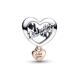 Charm Corazón Te Amo Hija Recubrimiento en Oro Rosa