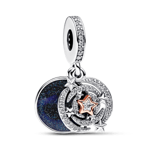 Charm Colgante Doble Estrella Fugaz en Dos Tonos