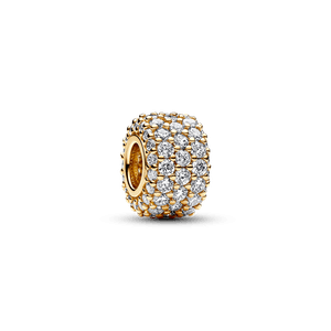 Charm Triple Fila de Brillante Pavé Color Dorado