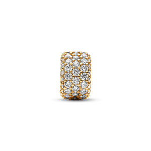 Charm Triple Fila de Brillante Pavé Color Dorado