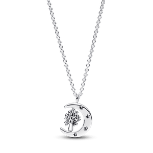 Collar con Colgante Árbol de la Vida Giratorio y Luna