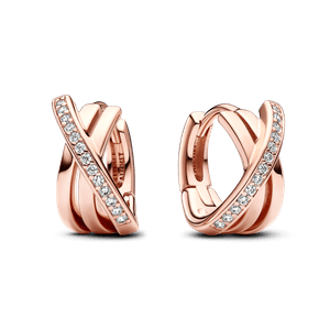 Aretes de Aro Pavé Cruzado Rosa