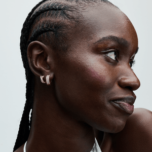 Aretes de Aro Pavé Cruzado Rosa