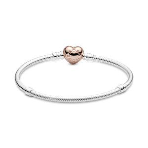 Brazalete Pandora Moments Cadena de Serpiente con Broche Brillante de Corazón