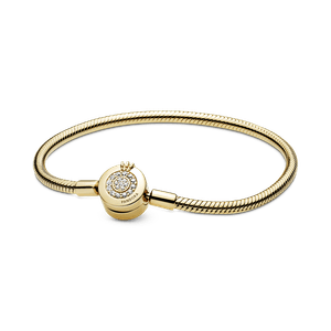 Brazalete Pandora Moments Cadena de Serpiente Corona O Resplandeciente Dorado