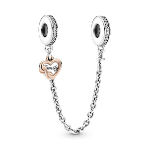 Cadena de Seguridad Corazón de Familia Recubrimiento en Oro Rosa