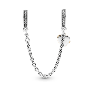 Cadena de Seguridad Corazón de Familia Recubrimiento en Oro Rosa