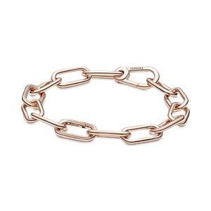 Brazalete de Cadena de Eslabones Tres Conectores Pandora Me Rosa