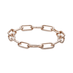 Brazalete de Cadena de Eslabones Tres Conectores Pandora Me Rosa