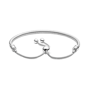 Brazalete Deslizante Diseño Cadena de Serpiente Plata