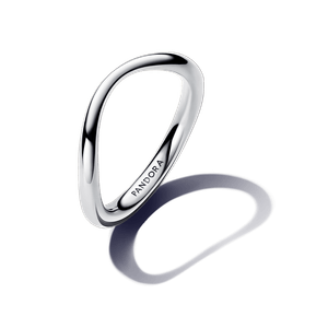 Anillo Banda Forma Orgánica Plata