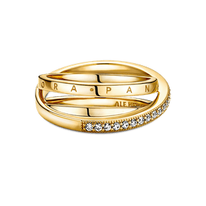 Anillo Cruzado Triple Alianza en Pavé