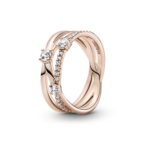 Anillo Banda Triple Resplandeciente Recubrimiento en Oro Rosa