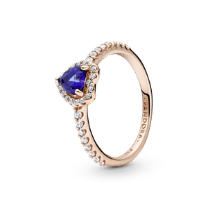 Anillo de Corazón Elevado Azul Brillante