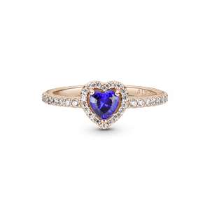 Anillo de Corazón Elevado Azul Brillante