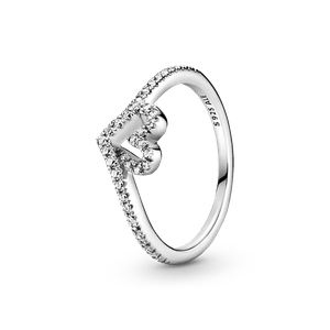 Anillo Hueso de Los Deseos con Corazón Brillante
