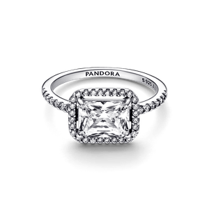 Anillo Halo Rectangular Reluciente