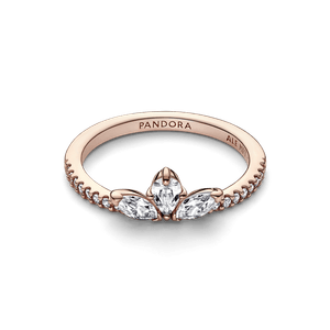 Anillo Racimo Herbario Reluciente Recubrimiento en Oro Rosa