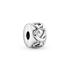 Charm de Clip Corazones Anudados Plata