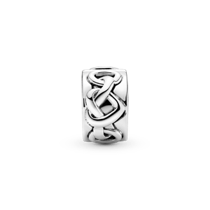 Charm de Clip Corazones Anudados Plata