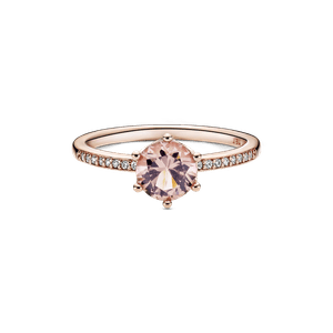 Anillo Solitario Corona Brillante Rosa Recubrimiento en Oro Rosa