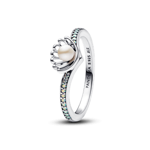 Anillo Perla Cultivada de Agua Dulce Tratada Concha Princesa Ariel de Disney
