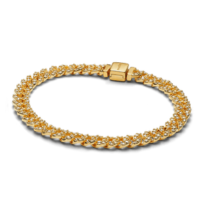 Brazalete Cadena Cubana en Pavé Dorado