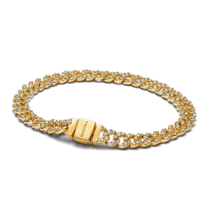 Brazalete Cadena Cubana en Pavé Dorado