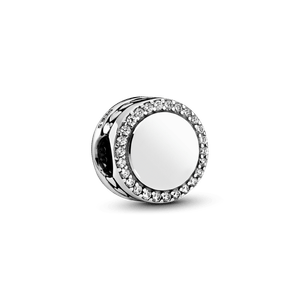 Charm de Botón Brillante para Grabar Plateado