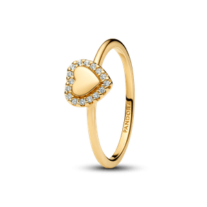 Anillo Halo y Corazón  Dorado
