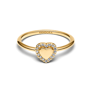 Anillo Halo y Corazón  Dorado
