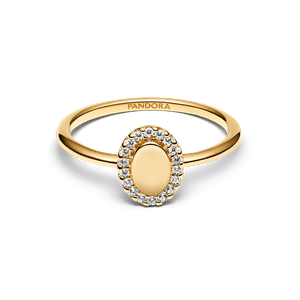 Anillo Halo Ovalado Grabable