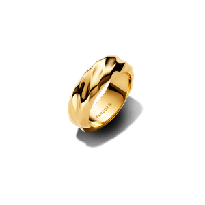 Anillo Banda Ancha Ondulada Dorado