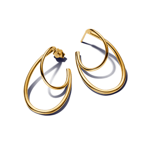 Aretes de Aro Doble de Forma Orgánica