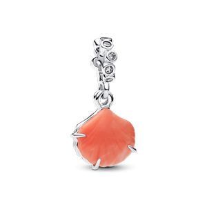 Charm Colgante Doble Concha Color Coral