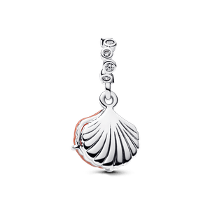 Charm Colgante Doble Concha Color Coral