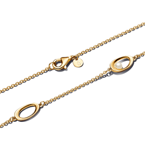 Collar Óvalo de Forma Orgánica y Perla Cultivada de Agua Dulce