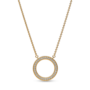 Collar Círculo de Pavé y Corazones de Pandora Signature