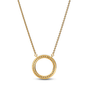 Collar Círculo de Pavé y Corazones de Pandora Signature
