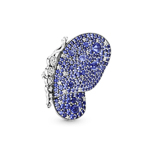 Broche en Plata de Ley Mariposa Brillante Azul