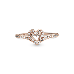 Anillo Hueso de Los Deseos con Corazón Reluciente