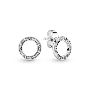 Aretes de Botón Círculo Reluciente Pandora Plata Esterlina