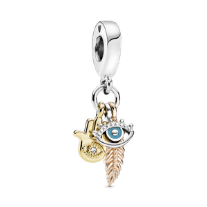 Charm Colgante Espiritualidad Jamsa, Ojo Que Todo Lo Ve y Pluma