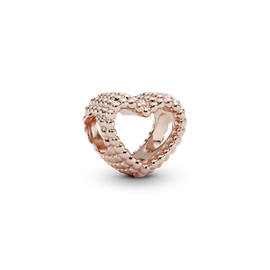 Charm Corazón Abierto con Cuentas Recubrimiento en Oro Rosa