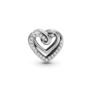 Charm Corazones Entrelazados Resplandecientes Plata