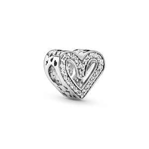 Charm Resplandeciente Corazón de Diseño Libre Plata