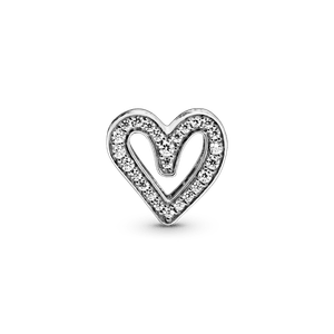 Charm Resplandeciente Corazón de Diseño Libre Plata