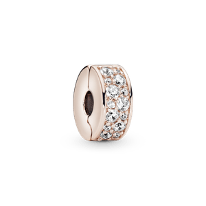 Charm Sujetador de Pavé Transparente Recubrimiento en Oro Rosa