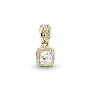 Dije Oro 14K con Halo Cuadrado Brillante
